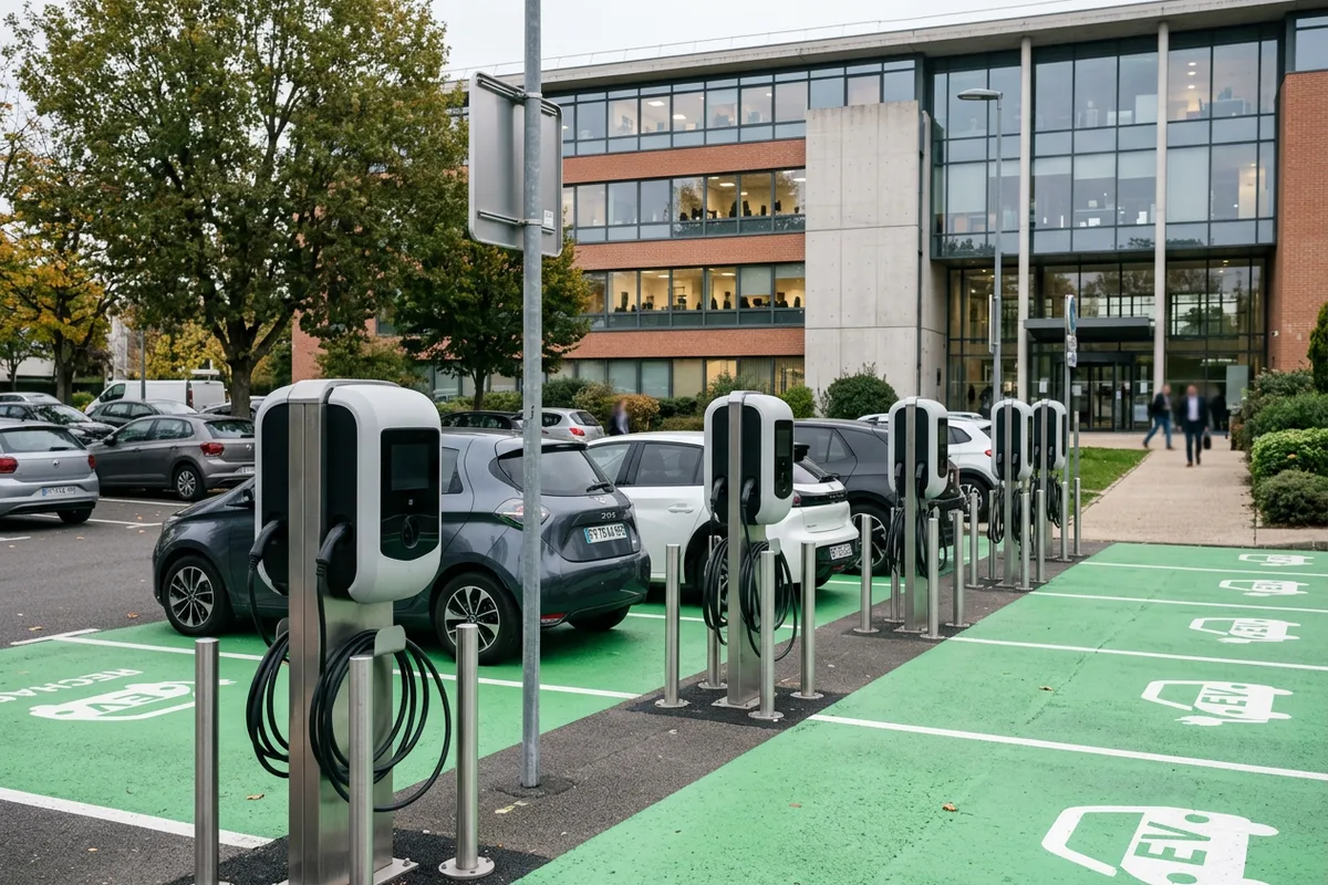 Installation de bornes de recharge pour parking d'entreprise et flotte à Bords Installation de bornes de recharge pour parking d'entreprise et flotte à Bords
