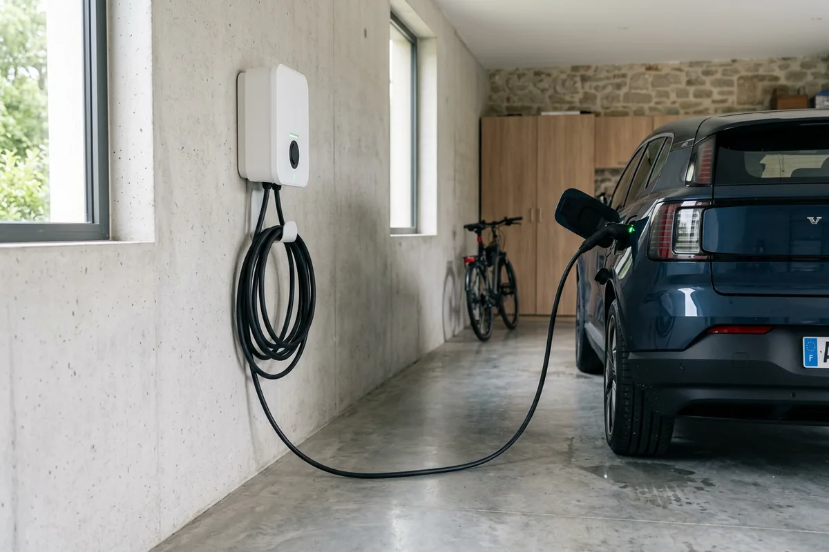 Résultat final de la pose d'une Wallbox dans un garage résidentiel à Verdun-sur-Garonne