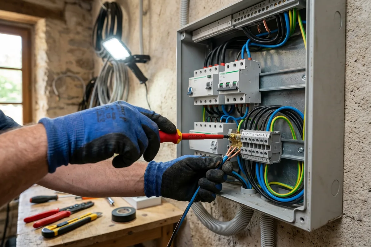 Raccordement au tableau électrique pour l'installation d'une borne de recharge à Warmeriville