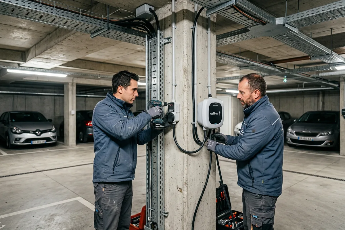 Pose sécurisée de bornes de recharge en copropriété par des professionnels à Wolfisheim Pose sécurisée de bornes de recharge en copropriété par des professionnels à Wolfisheim